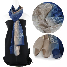 Fashion Two tone color emboidery silk scarf custom with Sequins